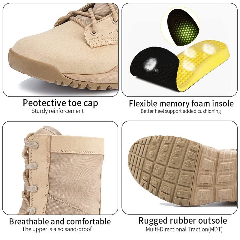 IODSON 8" Men's Military Tactical Boot Lightweight Breathable Work Boots Outdoor Hiking Combat Jungle Desert Boots - Image 3